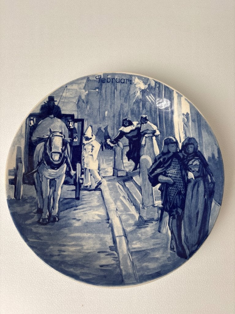 Delfts blauw bord Februari, Ophalen of Verzenden