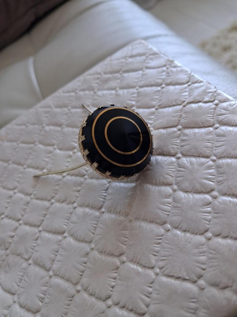 Antiek Rouw sieraad ,Onyx met gouden inleg, Sieraden, Tassen en Uiterlijk, Antieke sieraden, Ophalen of Verzenden, Goud