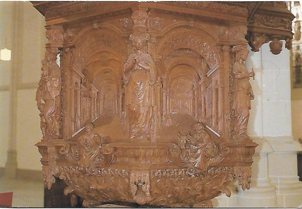 Amsterdam nieuwe kerk kansel gelopen ansichtkaart ( a1595 ), Ophalen of Verzenden, 1980 tot heden, Gelopen, Noord-Holland