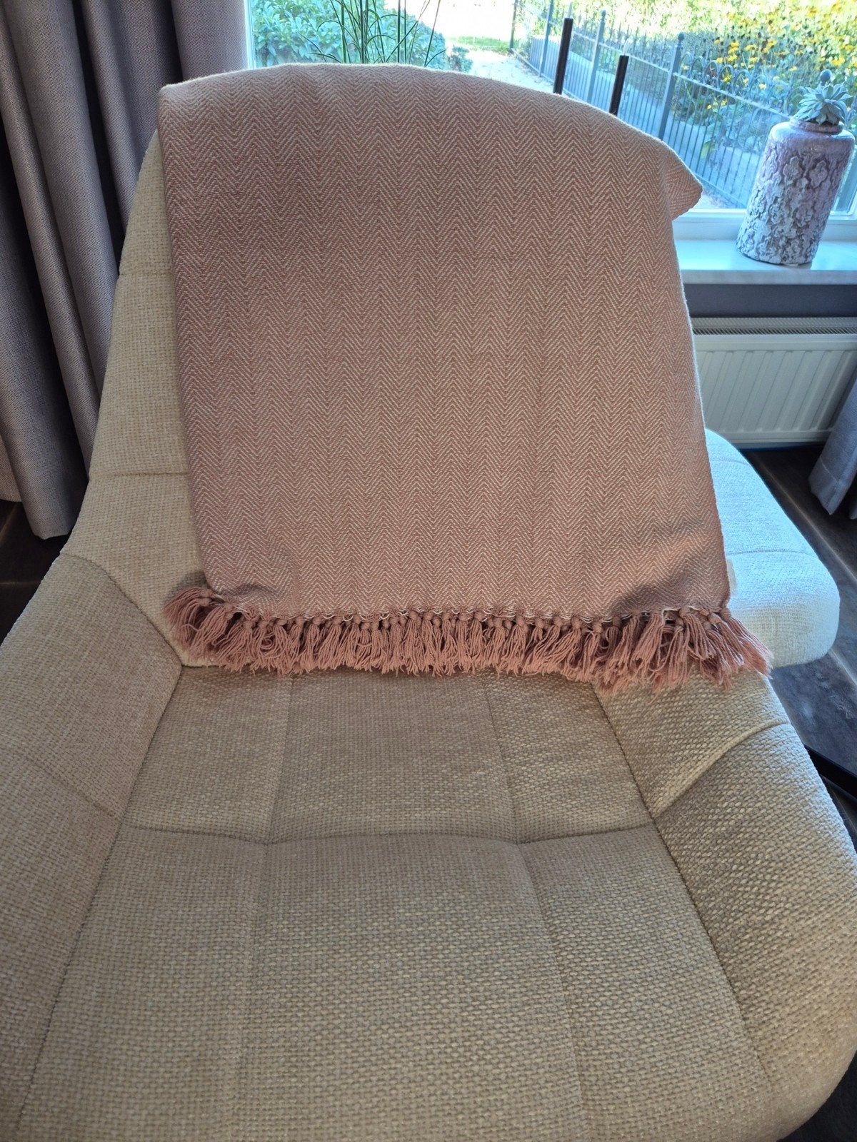 Roze gemêleerd katoenen plaid 120x150 cm, Katoen, Gebruikt, 120 cm, Roze