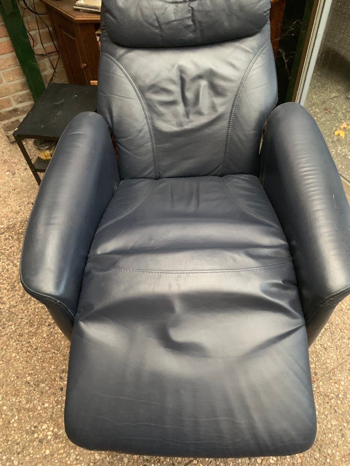 Skalma vintage relaxstoel( deens design), Ophalen, Zo goed als nieuw, Leer, 50 tot 75 cm