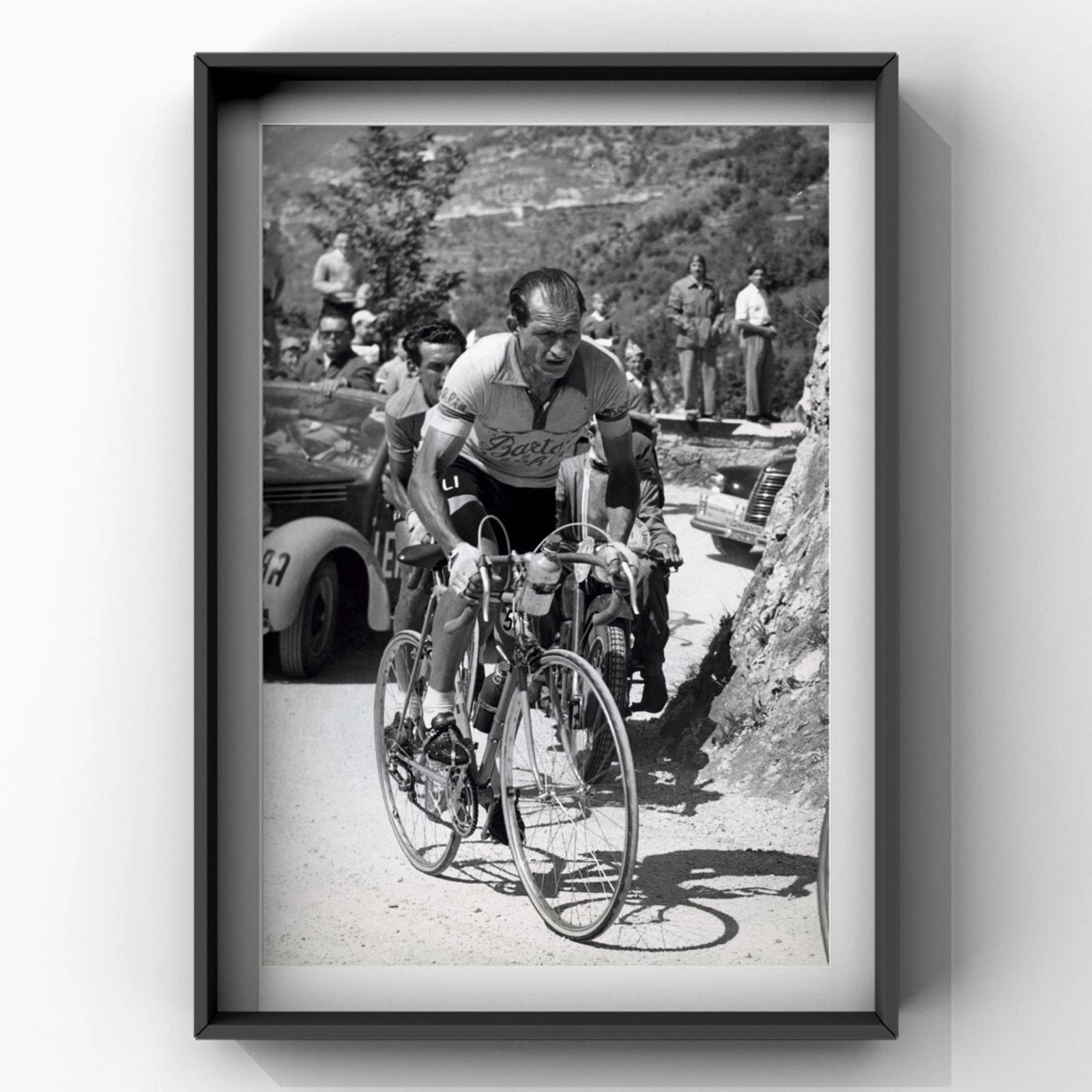 Gino Bartali in de bergen, Giro d'Italia 1954 fine art orint, Ophalen of Verzenden, Nieuw, Overige typen