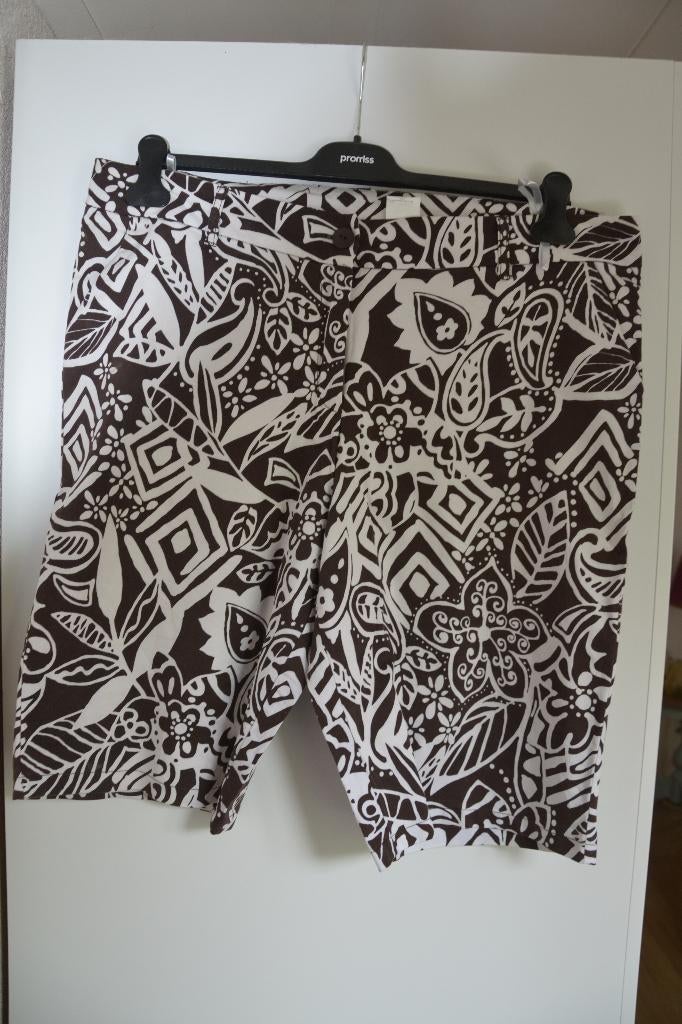 MS mode korte broek, bruin/wit - maat 48, Maat 46/48 (XL) of groter, Ophalen of Verzenden, Zo goed als nieuw, MS Mode