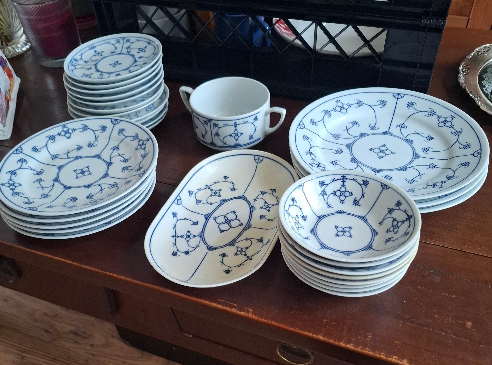 Blauw Servies Jager, Ophalen, Gebruikt, Keramiek, Bord(en)