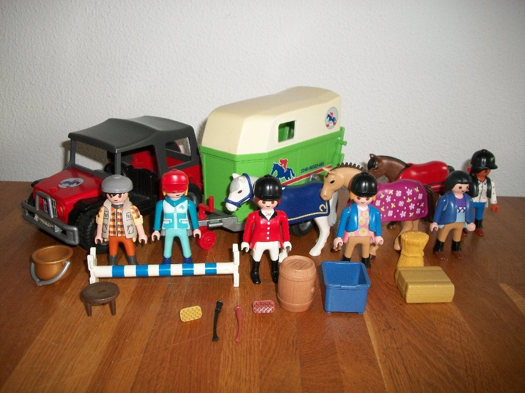 4189 jeep met paardentrailer / paard / amazone, Gebruikt, Complete set, Ophalen of Verzenden, Country