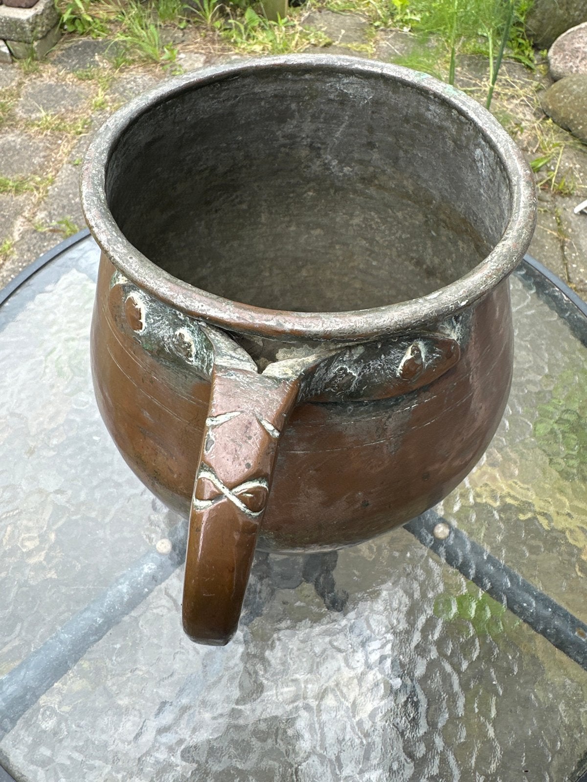 Antieke Koperen Pot met Handvat - Decoratief, Antiek en Kunst, Ophalen, Koper
