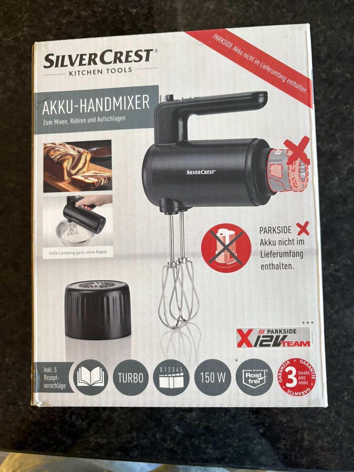 Parkside Accu-Handmixer, Witgoed en Apparatuur, Minder dan 1 liter, Ophalen, Nieuw, 3 snelheden of meer