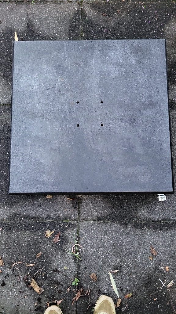 Zware granieten parasolvoet 76 x 76 cm – op wielen, Ophalen, Gebruikt, Minder dan 1 meter, Parasolvoet