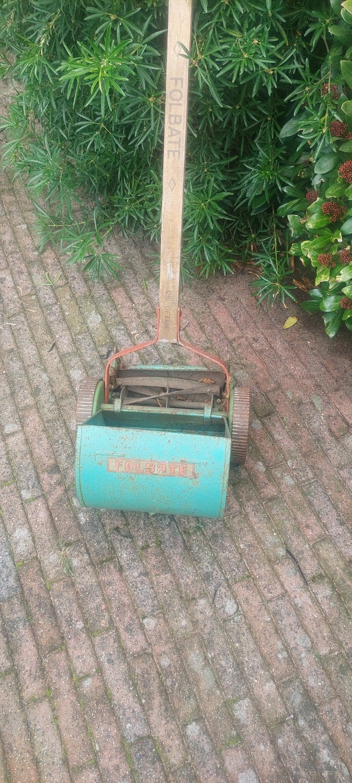 een grasmaaier oldtimer met opvangbak, Tuin en Terras, Ophalen of Verzenden, Gebruikt