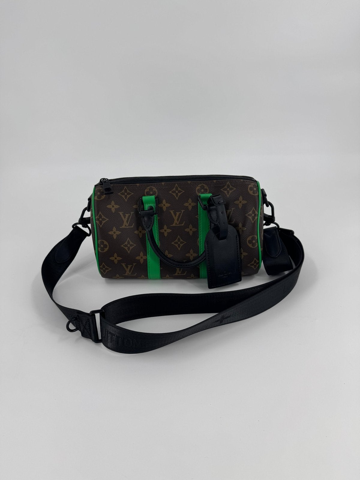 Louis Vuitton Keepall Bandoulière 25 Monogram Groen, Ophalen of Verzenden, Zo goed als nieuw, Bruin, Handtas
