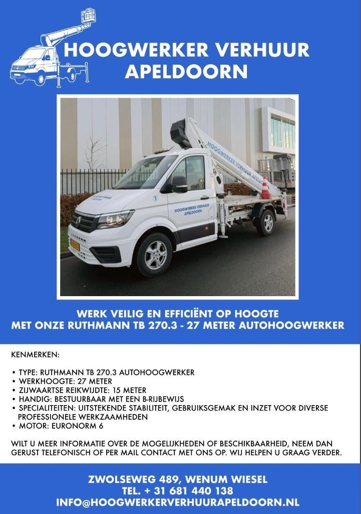 HoogwerkerverhuurApeldoorn, Ophalen of Verzenden
