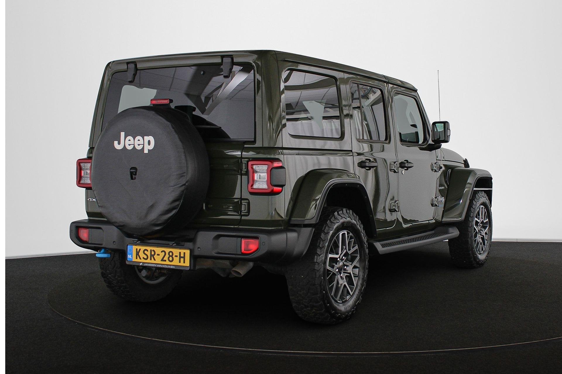 Jeep Wrangler Unlimited 4xe 380 Sahara Leder Stuur-Stoelverw, Auto's, Jeep, Automaat, Euro 6, 4 cilinders, Cabriolet