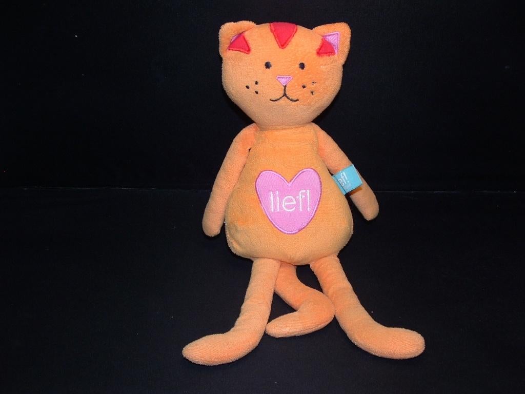 LIEF LIFESTYLE POES KATER VELOURS ORANJE MET ROZE, Kinderen en Baby's, Speelgoed | Knuffels en Pluche, Nieuw, Overige typen, Ophalen of Verzenden