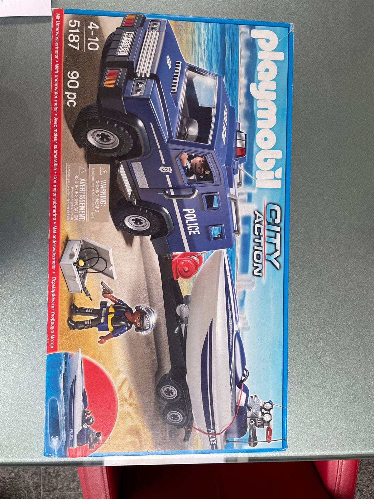 Playmobile politieauto met boot, Ophalen, Gebruikt, Complete set, Voertuig