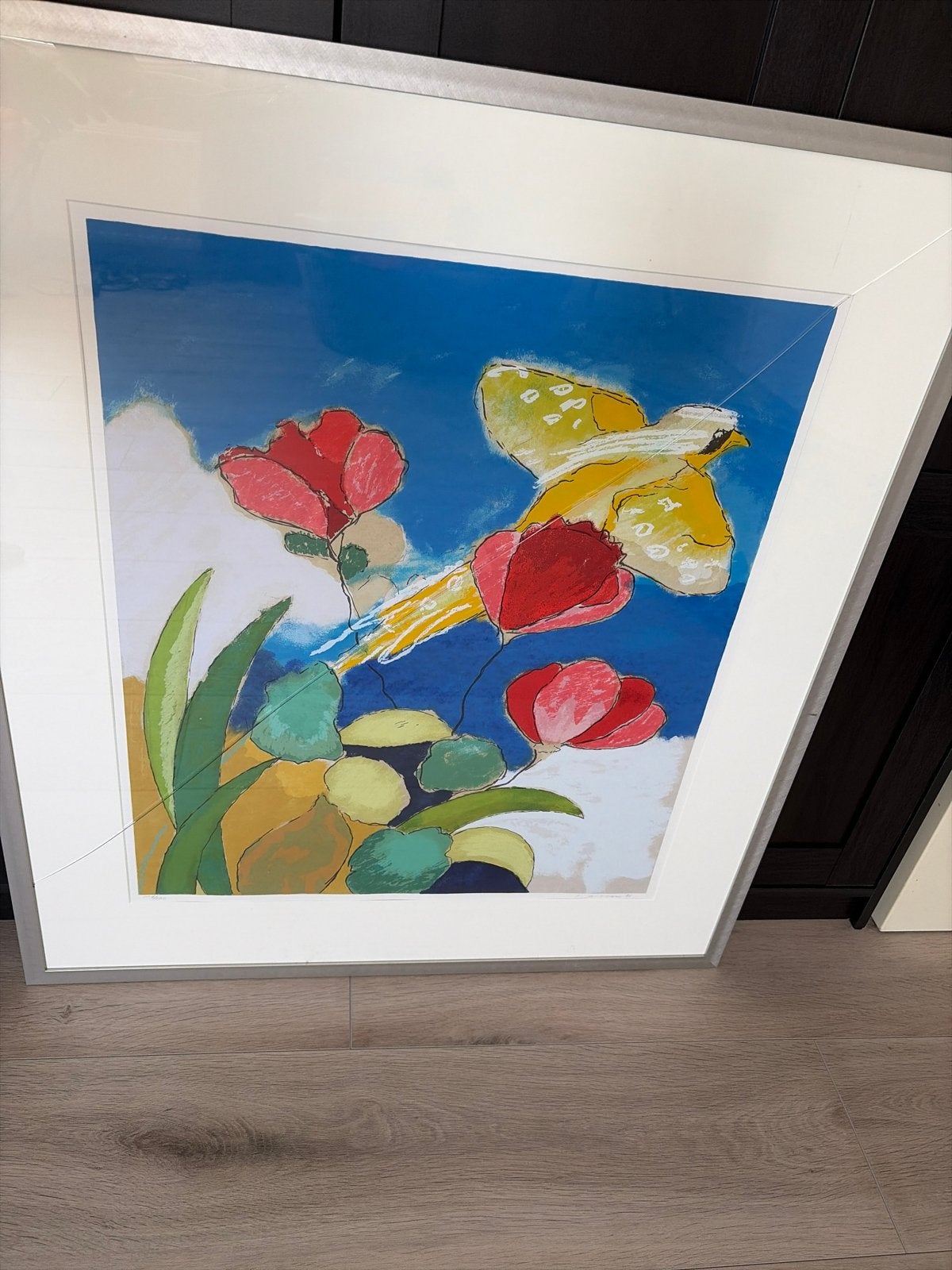 Originele zeefdruk Henk van Vessem (1996)  (Glas gebarsten), Ophalen, Gedateerd, Abstract, Dieren
