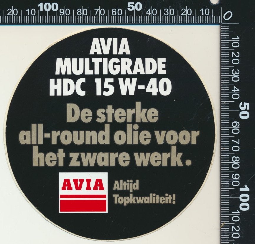 Sticker: Avia - Multigrade HDC 15 W-40, Ophalen of Verzenden, Zo goed als nieuw, Bedrijf of Vereniging