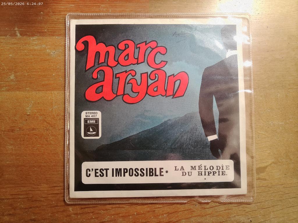 Marc Aryan - C'est impossible / La melodie du Hippie, Cd's en Dvd's, Vinyl Singles, Fotohoes, 7 inch, Single, Ophalen of Verzenden