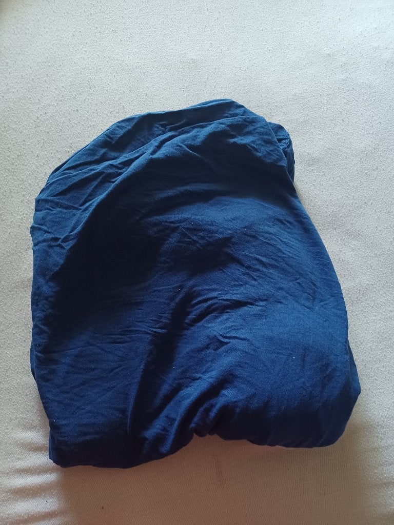 Donkerblauw hoeslaken 140 x 200, Eenpersoons, Blauw, Zo goed als nieuw, 200 cm