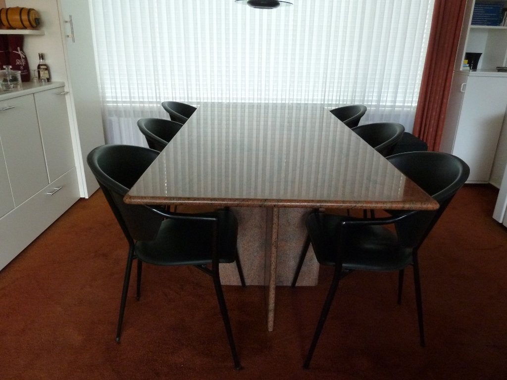 Granieten eettafel 200 x 100, Ophalen, Zo goed als nieuw, Rechthoekig, Overige materialen