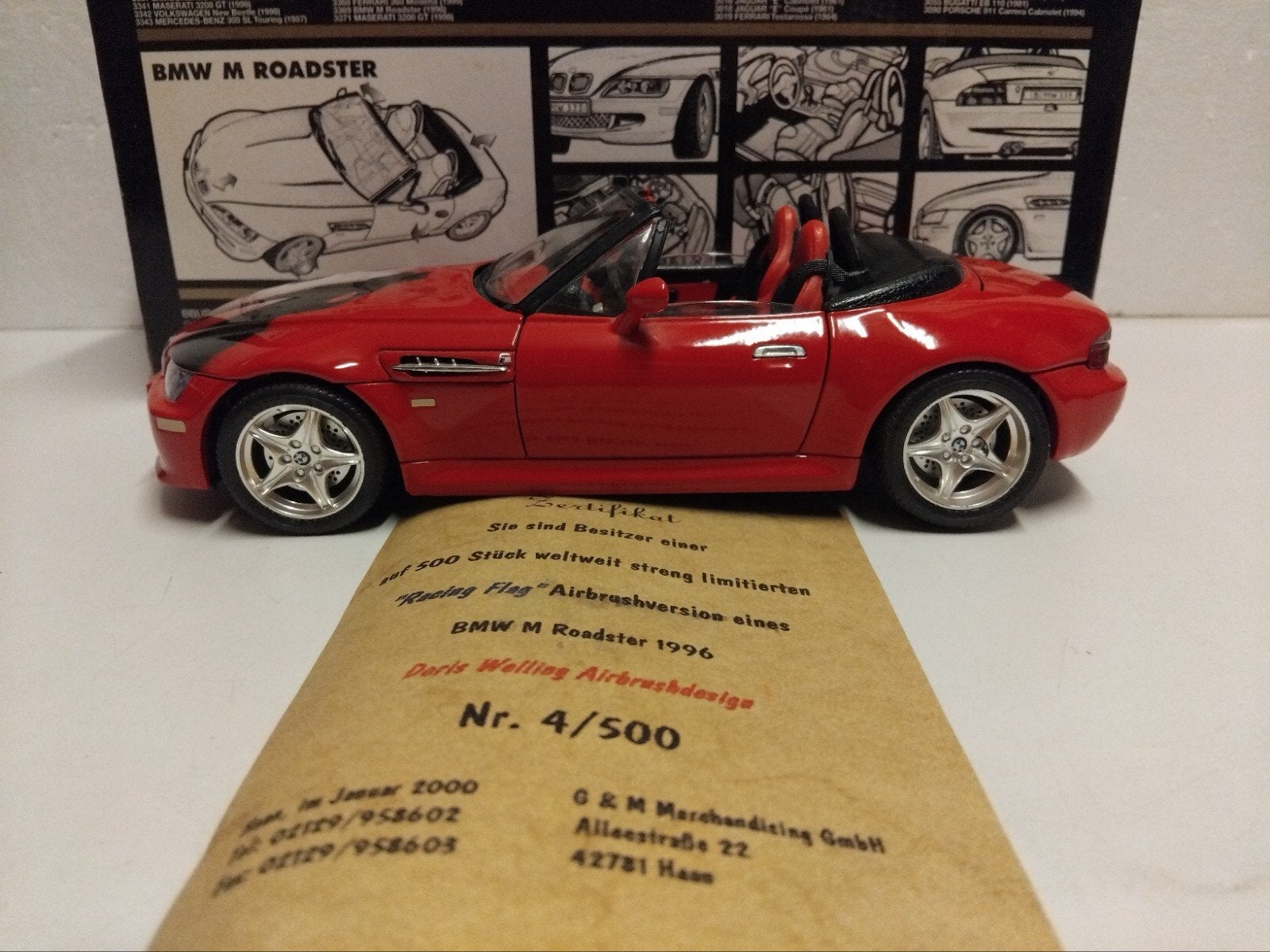 Rare BMW Z3 M Roadster "Racing Flag" Limited 500st 1:18 KRD, Ophalen of Verzenden, Zo goed als nieuw, Auto, Bburago