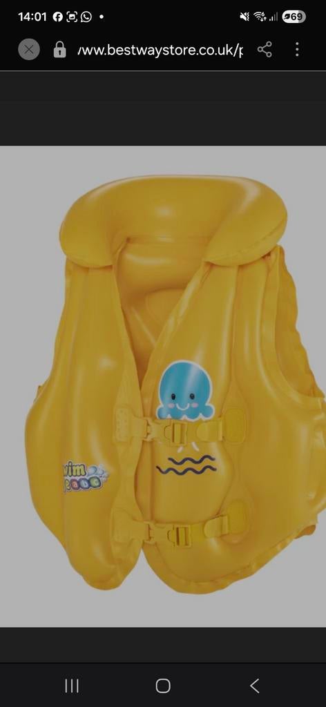 Bestway Swim Safe ABC zwemvest geel met octopus, Ophalen of Verzenden, Zo goed als nieuw