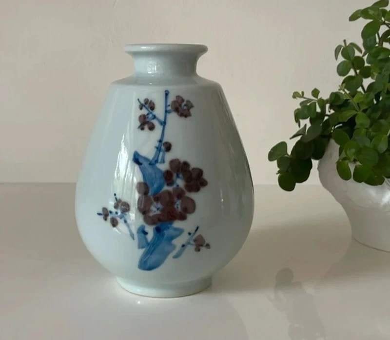 Japanse vaas Tokaï, Blauw, 16 cm, Inclusief decoratie, Ophalen of Verzenden