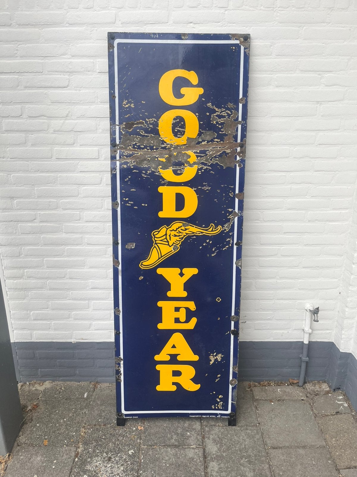 Groot emaille Goodyear bord origineel!, Ophalen, Gebruikt, Auto's