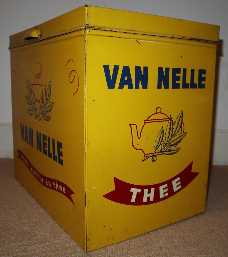 Groot vintage Van Nelle winkelblik koffie en thee, Verzamelen, Blikken, Ophalen, Gebruikt, Koffie, Van Nelle