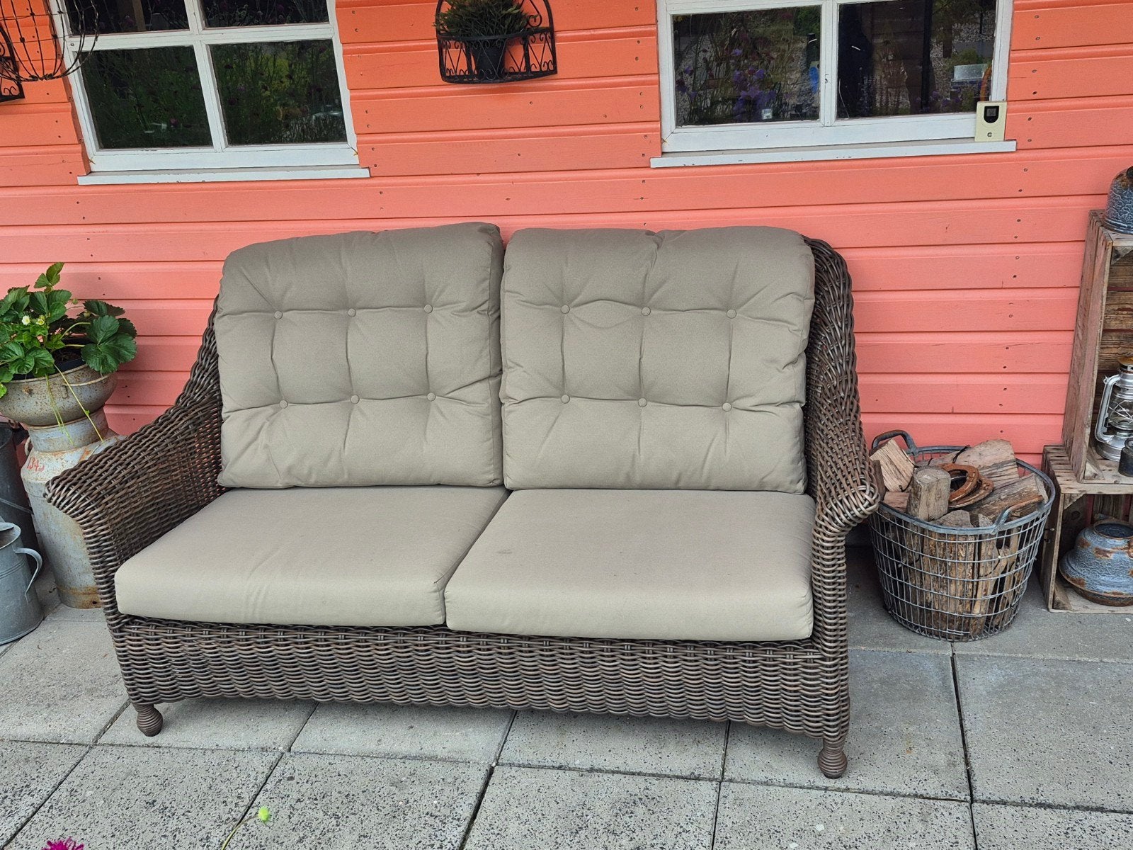 Tuinbank, Tuin en Terras, Tuinsets en Loungesets, Ophalen, Wicker, Bank, 2 zitplaatsen