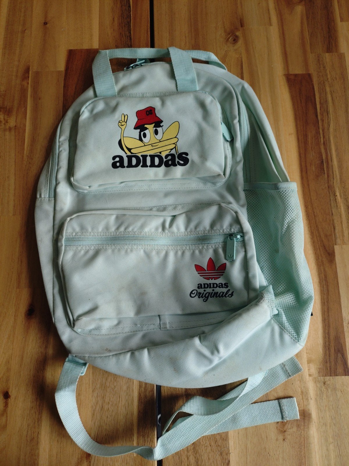 Adidas Originals Rugzak - Lichtblauw met Cartoon Print, Overige merken, Gebruikt, Ophalen of Verzenden, Minder dan 25 cm