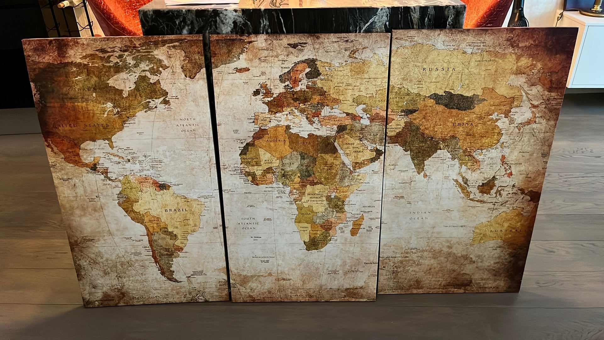 Schilderij wereldkaart, Ophalen, Gebruikt, 125 cm of meer, Schilderij