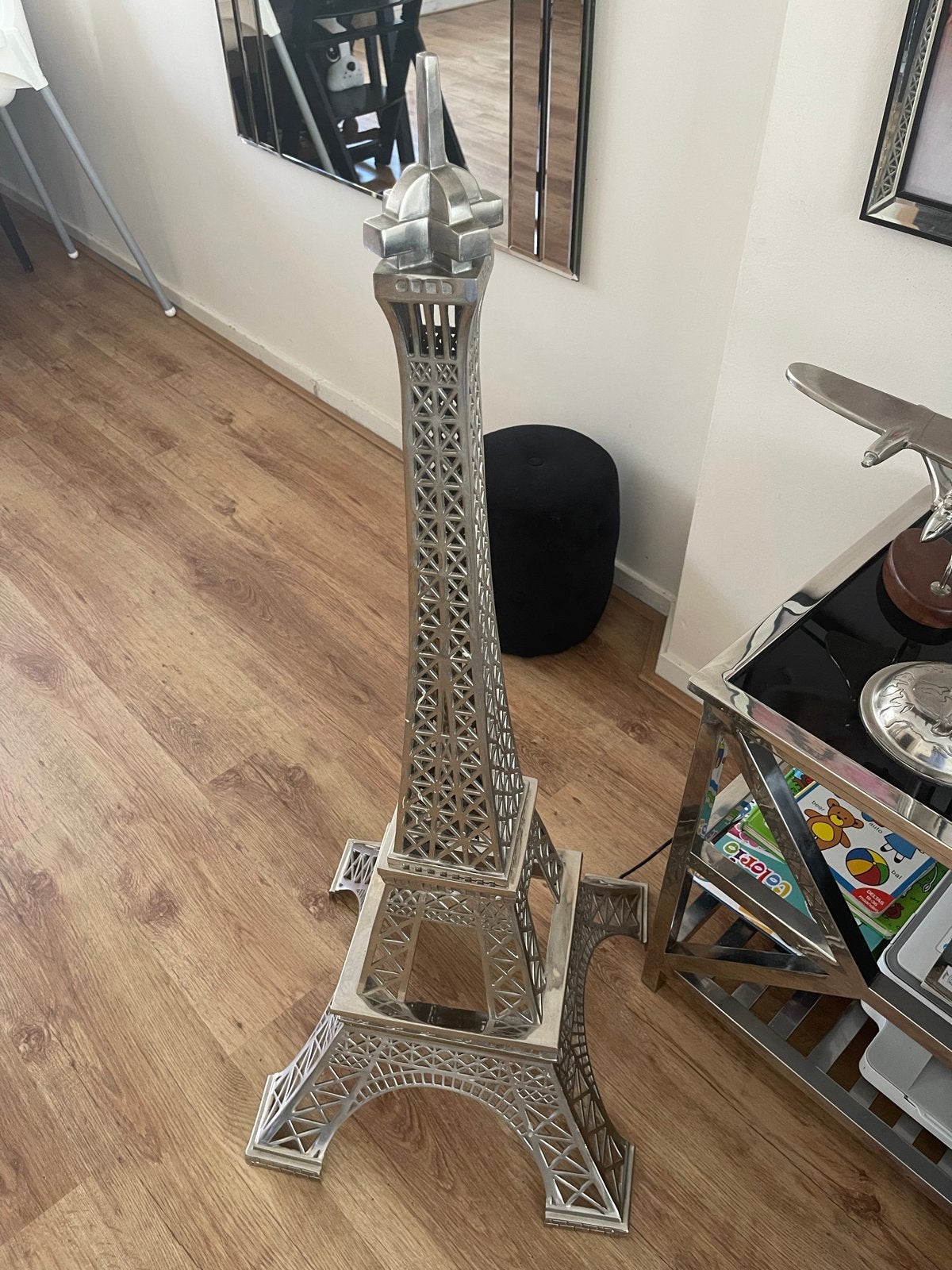 Eichholtz Eiffeltoren lamp - Zilverkleurig, Huis en Inrichting, Ophalen, 100 tot 150 cm, Overige fittingen, Zo goed als nieuw