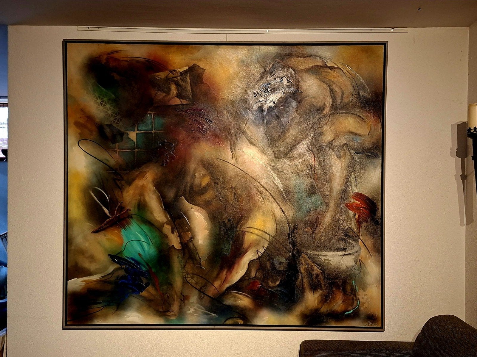 Groot Modern Expressionistisch Schilderij Hans Pruyn, Antiek en Kunst, Figuren, Gesigneerd, Ophalen of Verzenden, Gemengde techniek