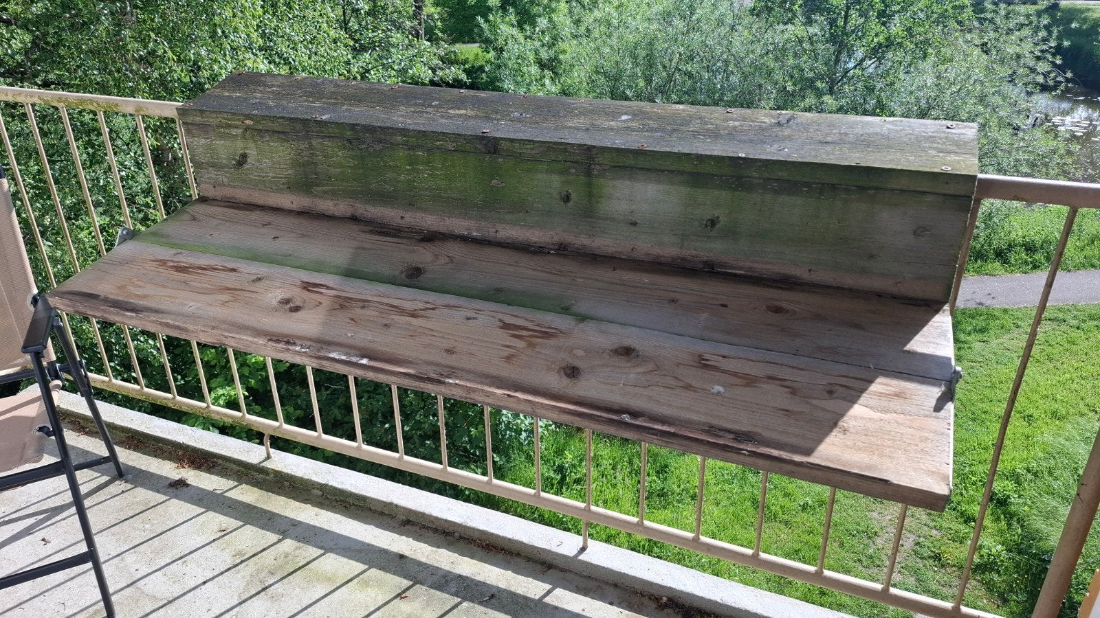 Houten balkontafel van massieve planken, inklapbaar, Ophalen, Gebruikt, Rechthoekig, Hout