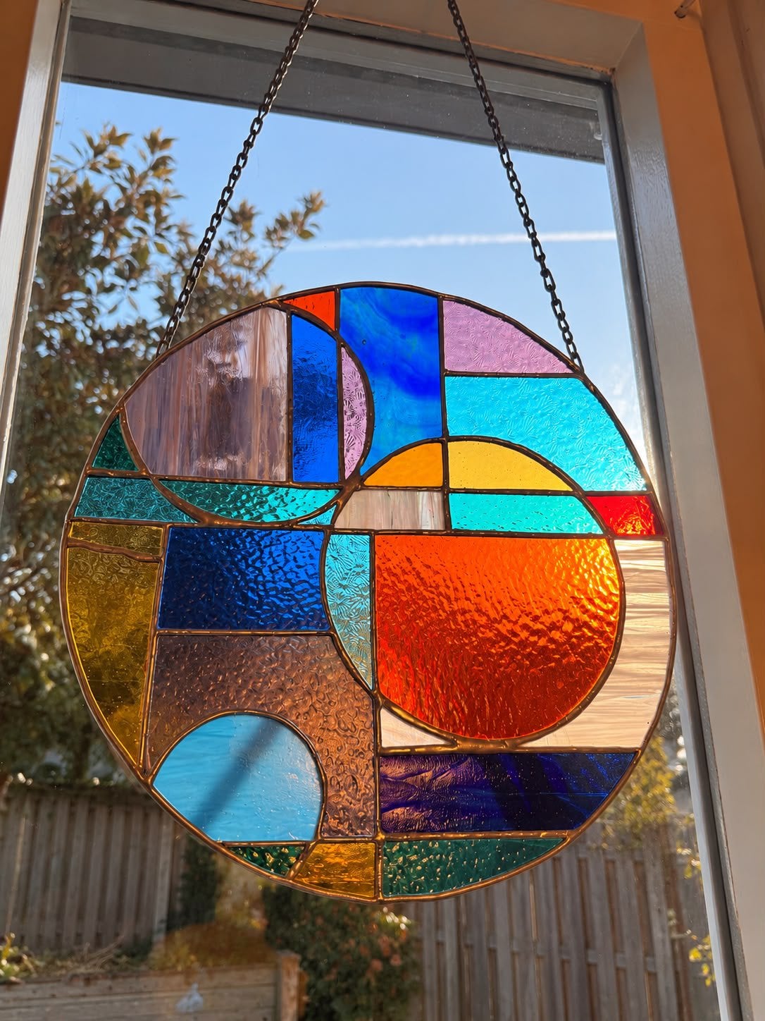 handgemaakt glas-in-lood raam – kleurrijk en decoratief, Ophalen of Verzenden