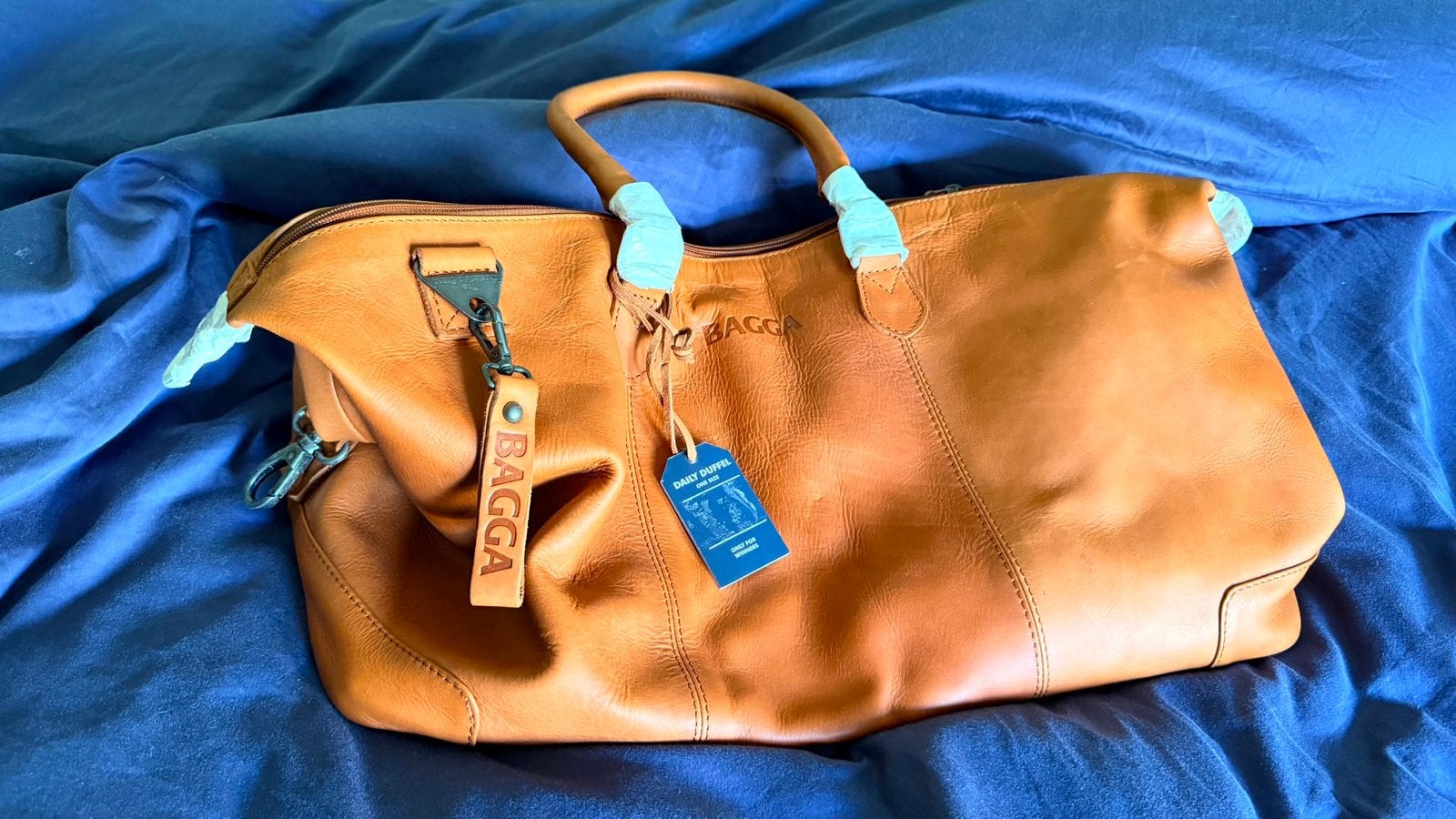 Bagga 'De Duffel' Leren Reistas - Cognac, 32 Liter, Ophalen, 40 tot 60 cm, 20 tot 30 cm, Bruin