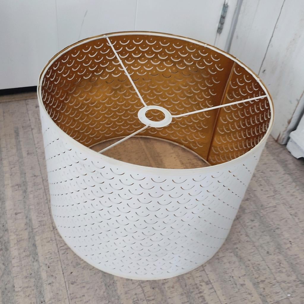 IKEA NYMÖ wit / messing lampenkap 35 x 45 cm, Huis en Inrichting, Lampen | Lampenkappen, Ophalen, Wit, Rond, 50 cm of meer