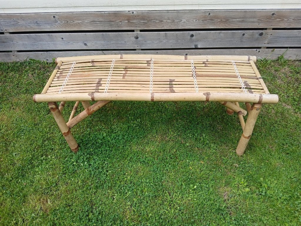 Bamboe bank tafel voor binnen en buiten, Ophalen, Gebruikt, Hout