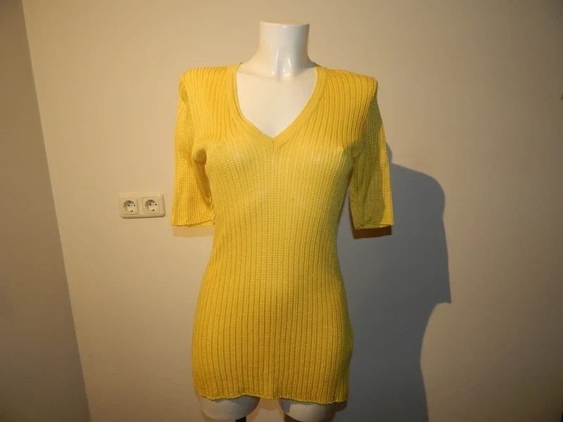 Missoni Geel top shirt IT 48 mooi breisel werkje in de stof