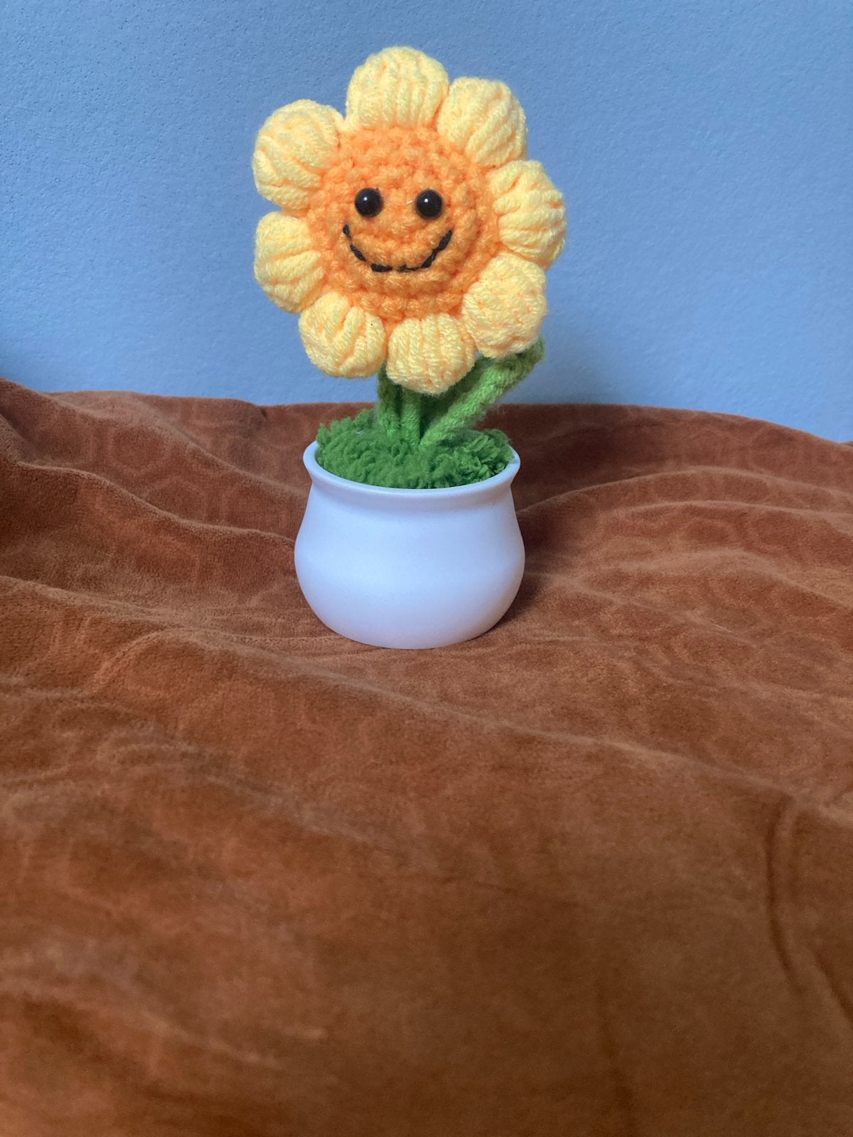 Gehaakte Zonnebloem in Potje - Handgemaakt Knutselwerk, Handgemaakt, Textiel, Meerkleurig, Zo goed als nieuw