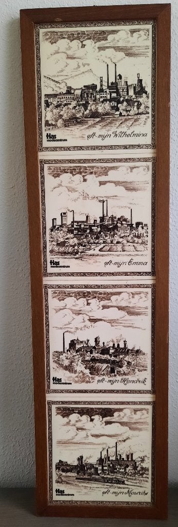 4 tegels staatsmijn Emma - Hendrik - Maurits - Wilhelmina, Antiek en Kunst, Antiek | Wandborden en Tegels, Ophalen of Verzenden