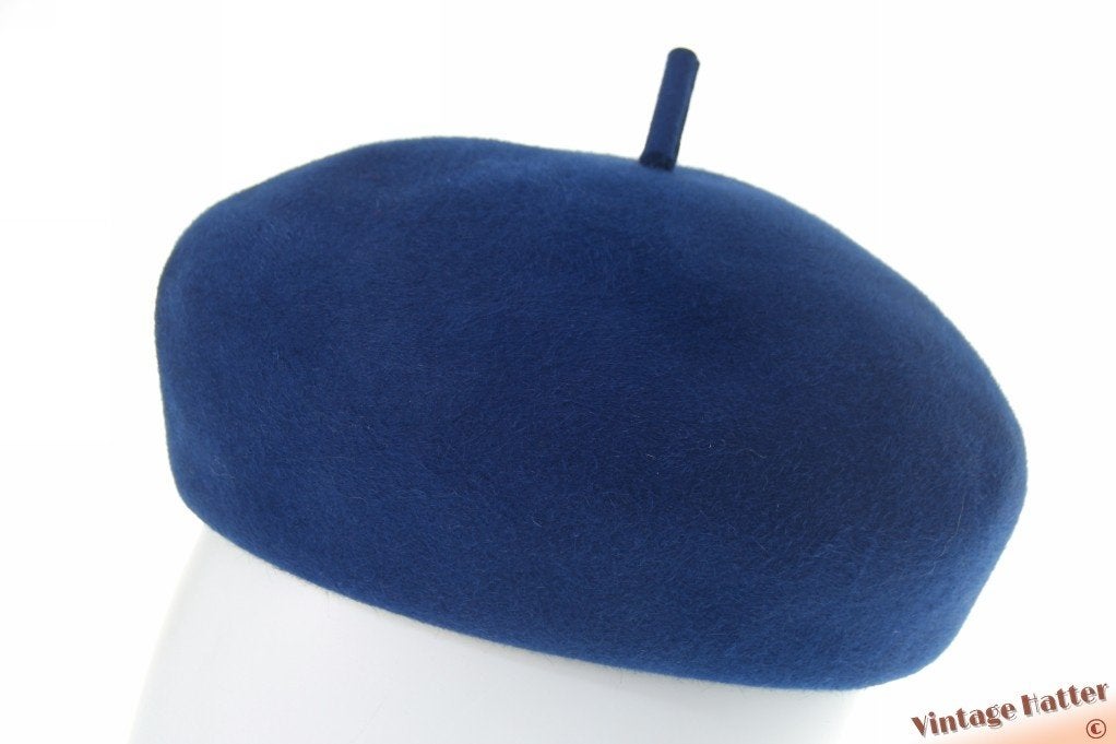 Vintage Alpino-stijl cocktailhoed VEB blauw vilt 55-56 = S, 55 cm (S, 6⅞ inch) of minder, Hoed, Ophalen of Verzenden, Zo goed als nieuw