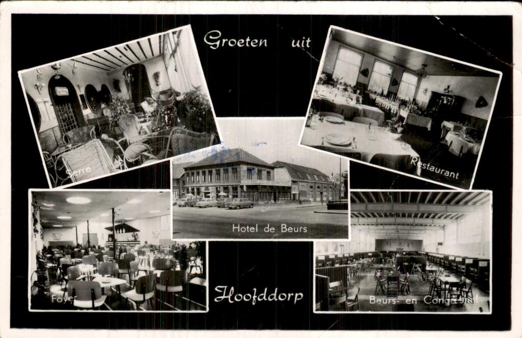 Hoofddorp - Hotel de Beurs - Restaurant, Ophalen of Verzenden, 1940 tot 1960, Ongelopen, Noord-Holland