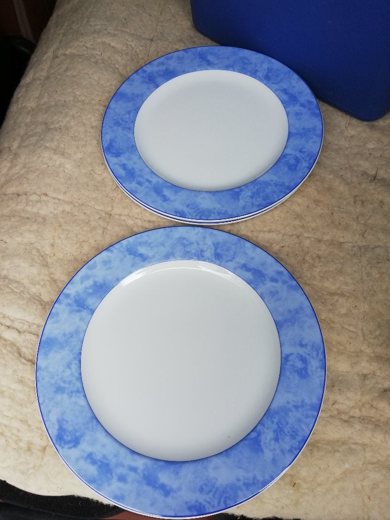 4 XL borden onderborden pizzaborden blauwe rand 31cm NIEUW, Nieuw, Ophalen of Verzenden, Bord(en), Overige stijlen