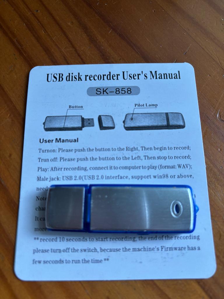 voicerecorder USB, Verzenden, Zo goed als nieuw, Audio