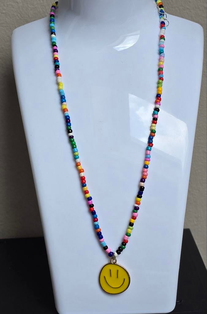 Kleurrijke Kralenketting met Smiley Hanger, Kunststof, Verstelbaar, Overige kleuren, Nieuw
