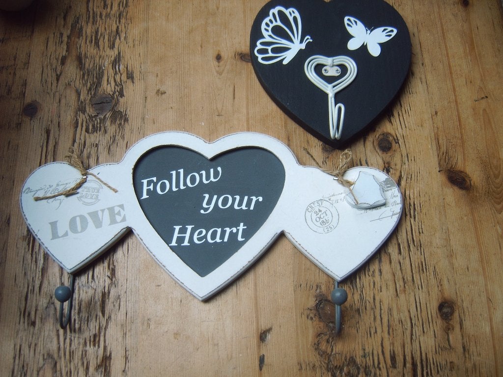Houten harten met ophanghaak, Ophalen of Verzenden