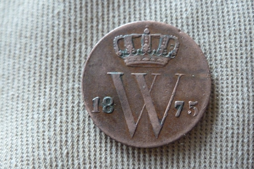 Willem 3 - mooie 1/2 cent koper 1875 zf schaars  (n 100, Postzegels en Munten, Ophalen of Verzenden, Koning Willem III, Overige waardes