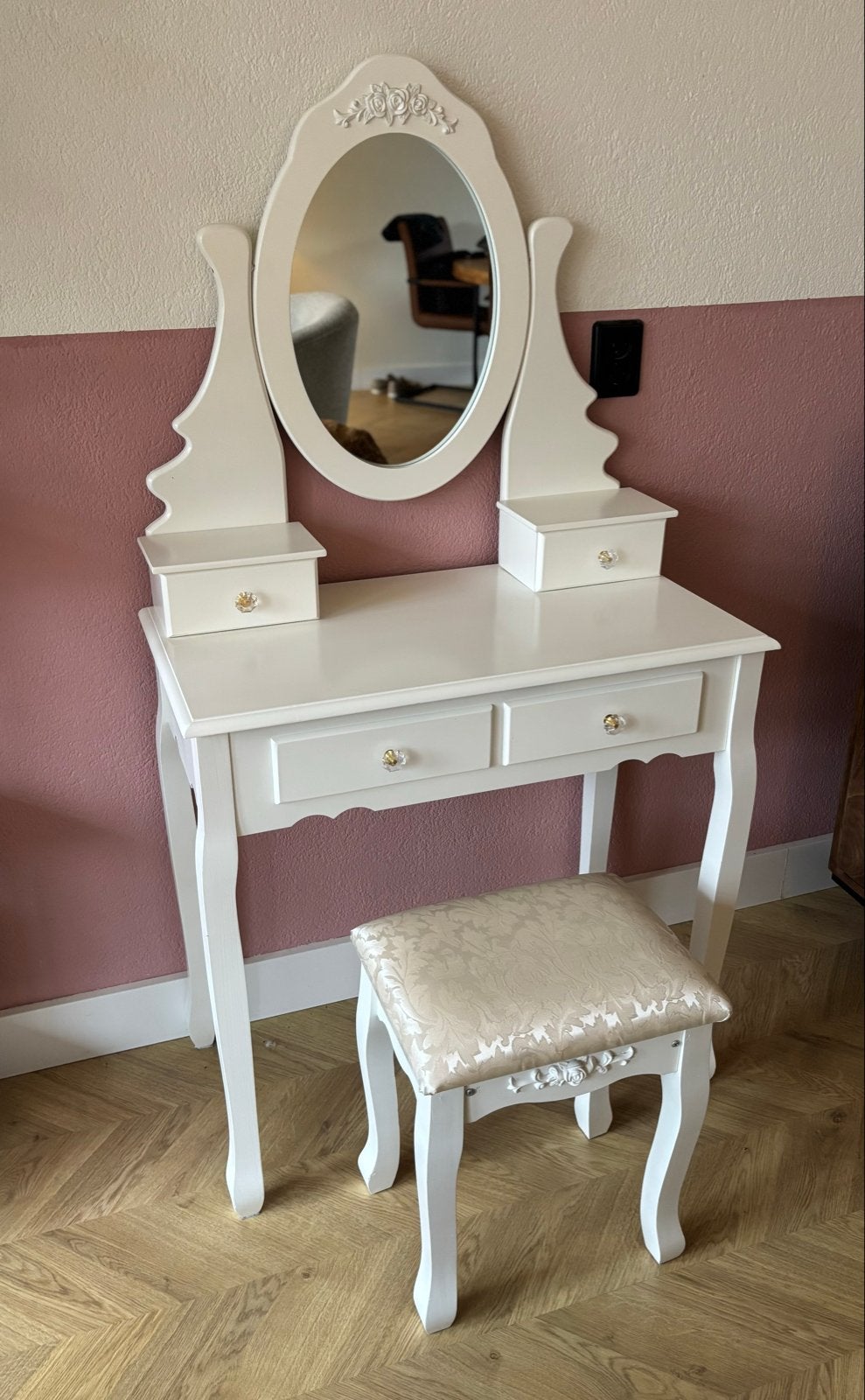 Kaptafel voor tieners met kruk in het wit, Ophalen, Gebruikt, 50 tot 100 cm, Minder dan 100 cm