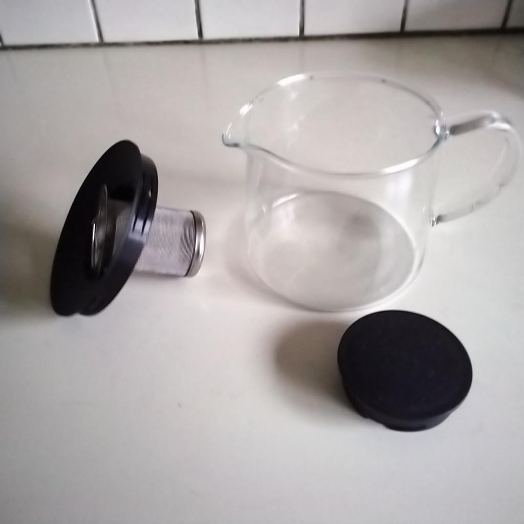 Dubbelwandige glazen theepot  met hittebestendige knop, Huis en Inrichting, Keuken | Servies, Ophalen of Verzenden, Glas, Overige stijlen